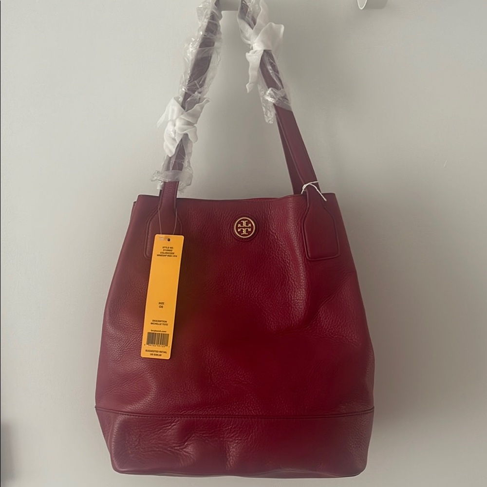 Tory Burch Burgundy Leather Shoulder Bag